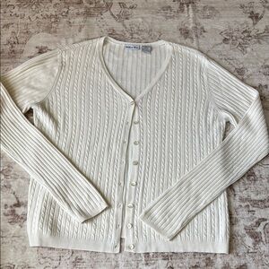 Women's White Cable Knit Sweater